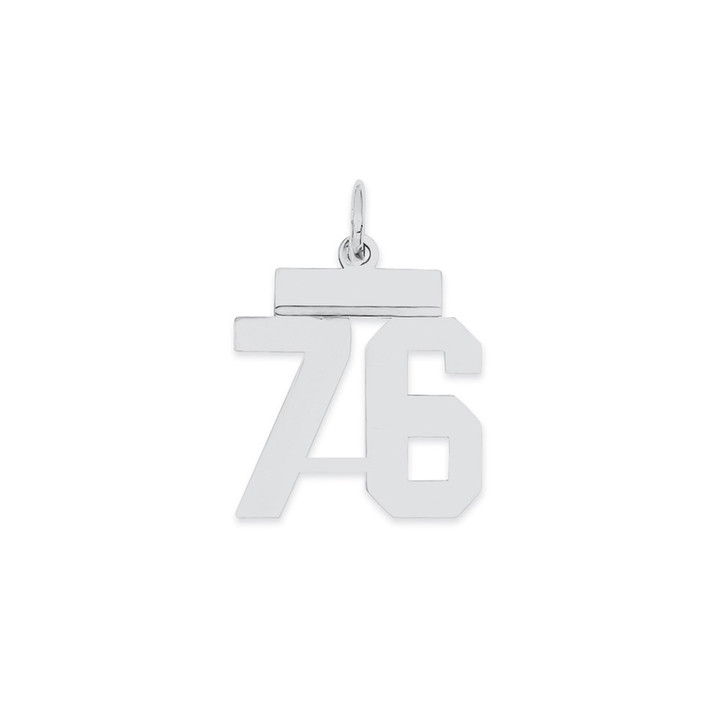 Sterling Silver/Rhodium-plated Polished Number 76 Charm QSS76