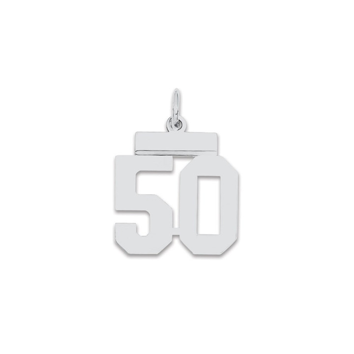 Sterling Silver/Rhodium-plated Polished Number 50 Charm QSS50
