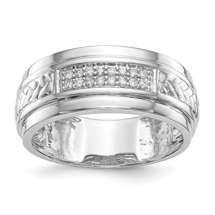 10K White Gold 1/8 carat Diamond Trio Men's Complete Wedding Band RM3162B-G-013-0WAA