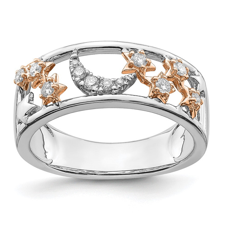 14k Two-tone Moon and Stars Diamond Band RM6820-020-WRA