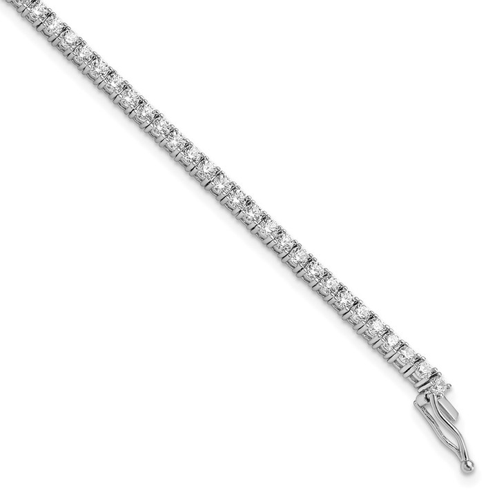 Sterling Shimmer Sterling Silver Rhodium-plated 2.3mm CZ 70 Stone 7 inch Bracelet QG3486-7
