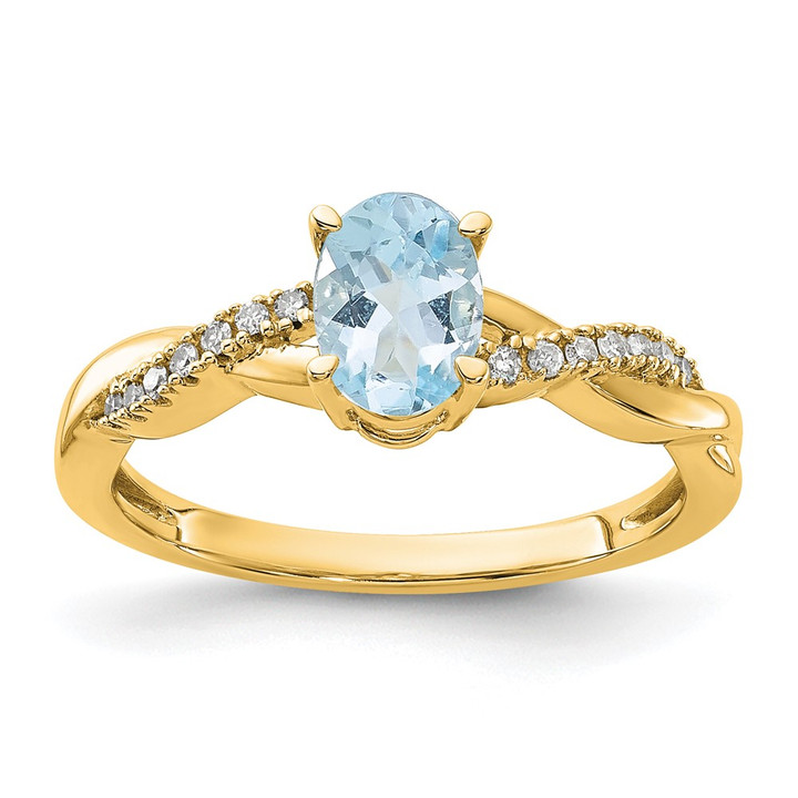 10k Oval Aquamarine and Diamond Ring RM4235-AQ-008-1YA