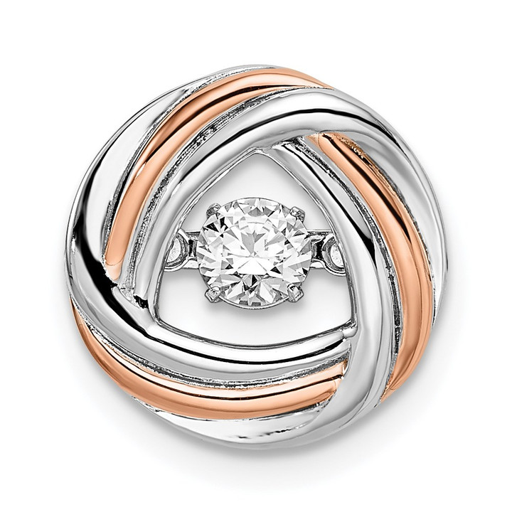 Sterling Silver Plat-plate Rose-tone Vibrant Swar Zirconia Chain Slide QP4933