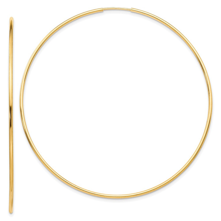 10k Polished Endless Tube Hoop Earrings 10T971