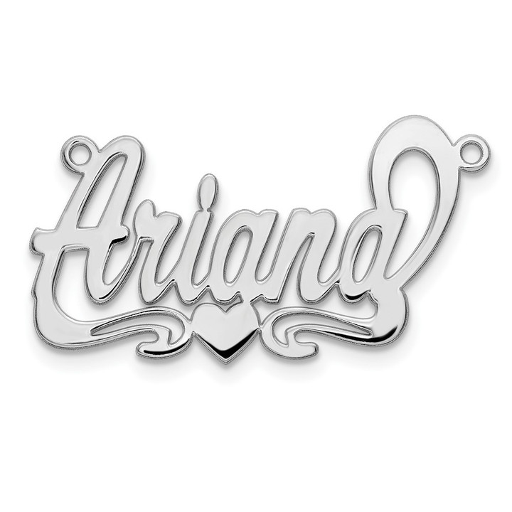 10k White Gold Polished Heart Name Plate 10XNA134W