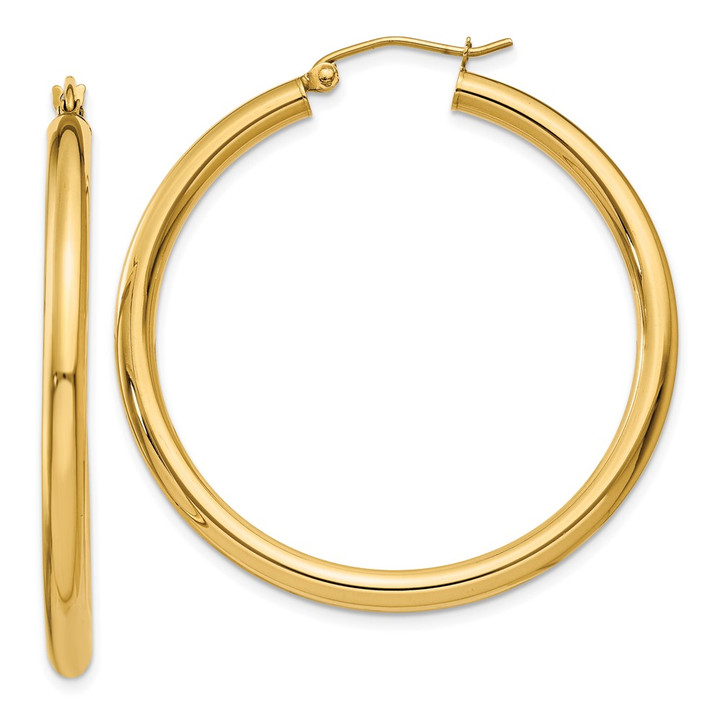 10k Polished 3mm Lightweight Tube Hoop Earrings 10T941L