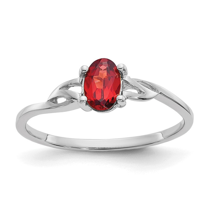 10k White Gold Polished Genuine Garnet Birthstone Ring 10XBR142