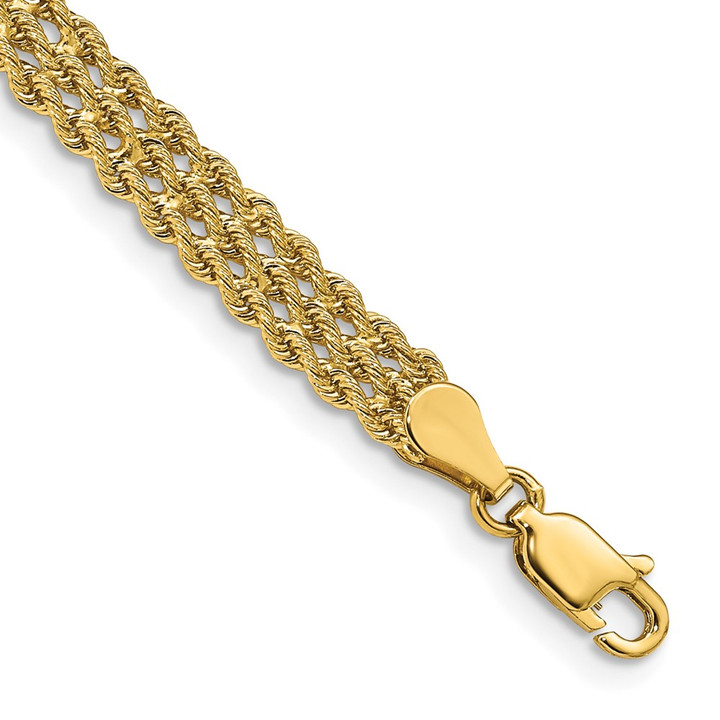 14k 5.5mm Triple Strand Rope Bracelet 014S3-8