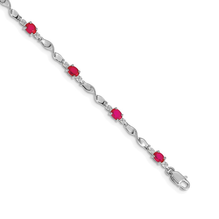14k White Gold Diamond and Ruby Bracelet BM4475-RU-001-WA