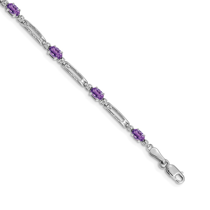 14k White Gold Diamond and Amethyst Bracelet BM4492-AM-001-WA