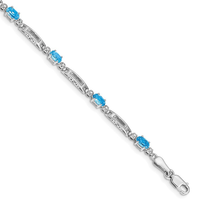14k White Gold Diamond and Blue Topaz Bracelet BM4492-BT-001-WA
