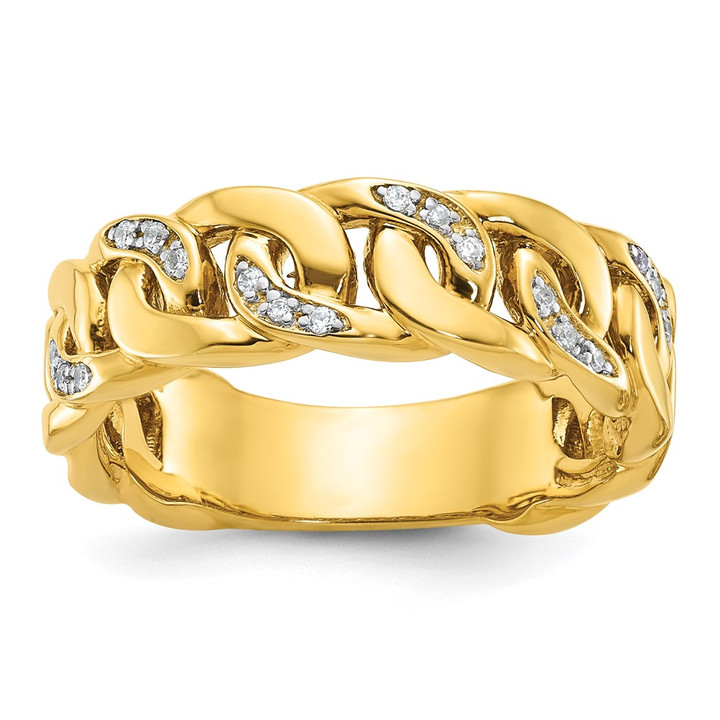14k IBGoodman Men's Link Design 1/8 carat Diamond Complete Ring B64185-4YAA