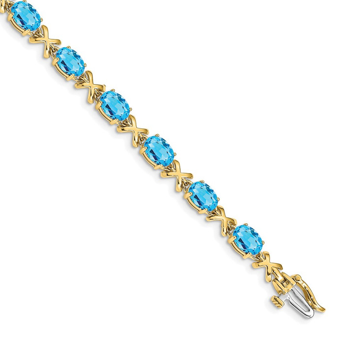 14k 7x5mm Oval Blue Topaz Bracelet BM4499-BT-Y
