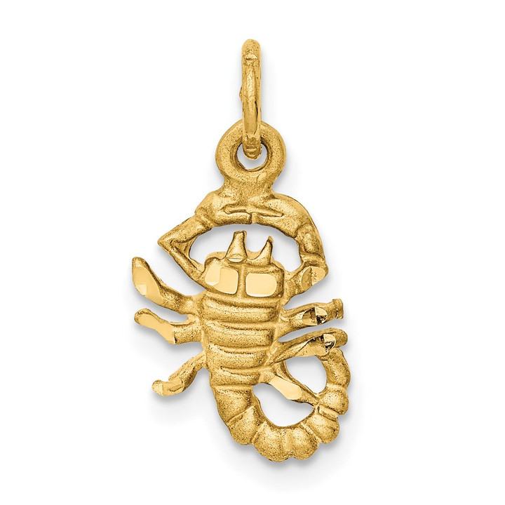 14k Satin Diamond-cut Scorpio Zodiac Charm C483