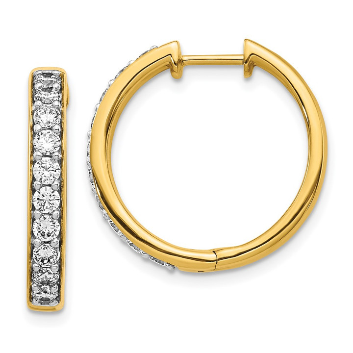 14K Lab Grown Diamond VS/SI FGH Hinged Hoop Earrings EM4265-100-YLG