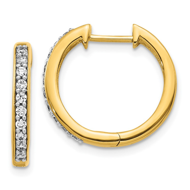 14K Lab Grown Diamond VS/SI FGH Hinged Hoop Earrings EM4264-025-YLG