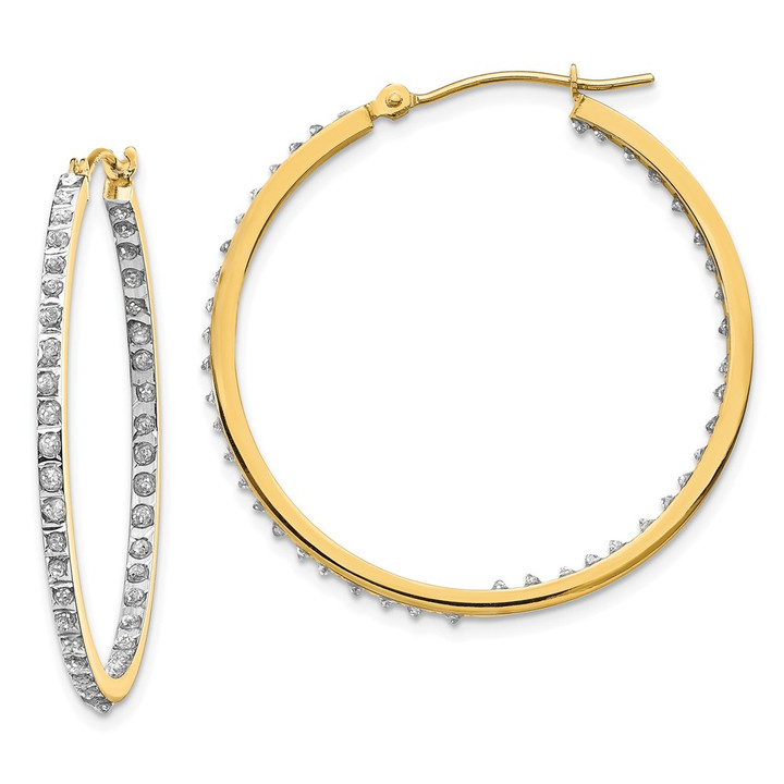 14k Diamond Fascination Round Hinged Hoop Earrings DF256