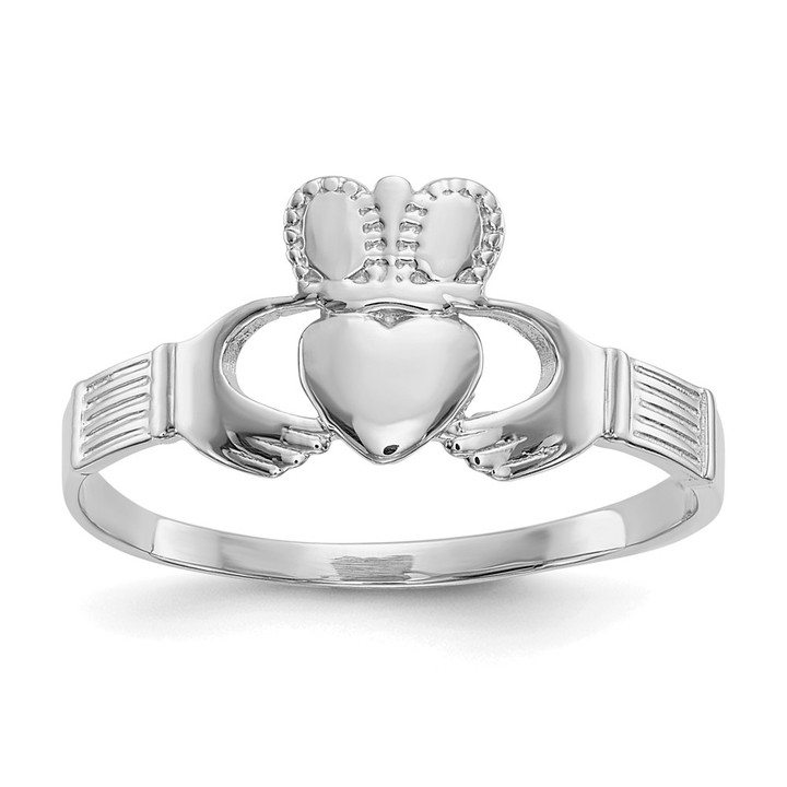 14k White Gold Ladies Claddagh Ring D3109