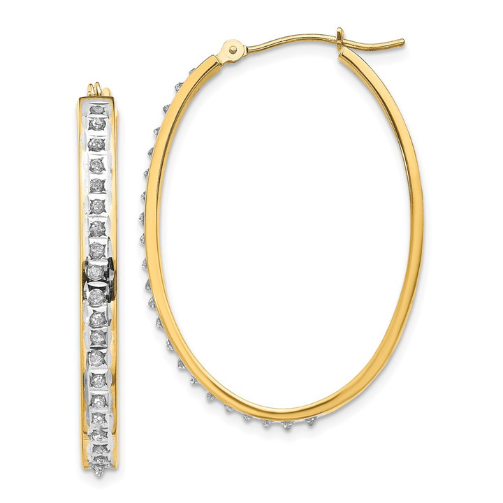 14k Diamond Fascination Oval Hinged Hoop Earrings DF135