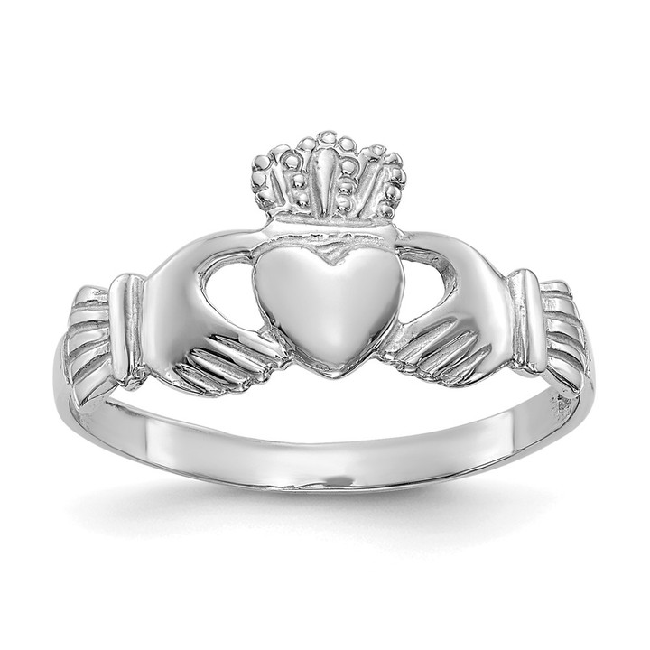 14k White Gold Ladies Claddagh Ring D3107