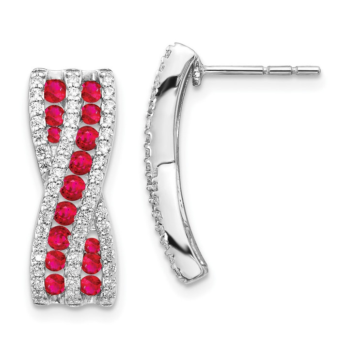 14k White Gold Diamond and Ruby Fancy Earrings EM3847-RU-048-WA
