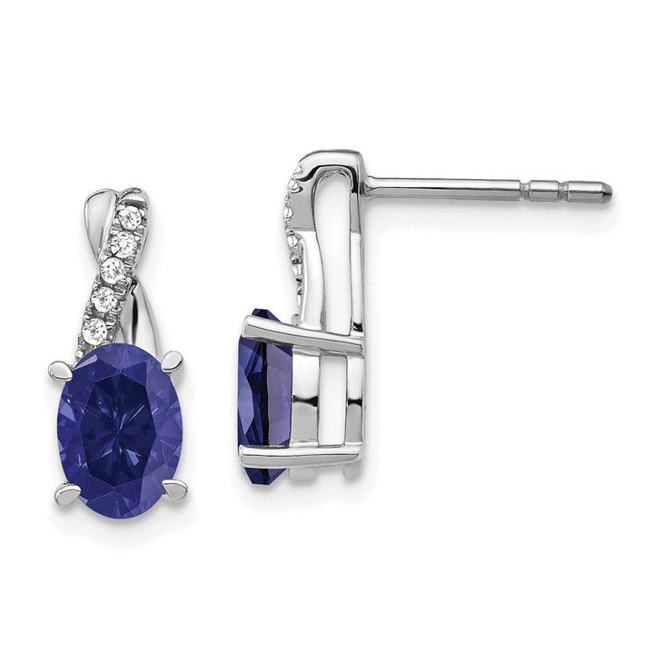 14k White Gold Sapphire and Diamond Earrings EM4235-SA-006-WA