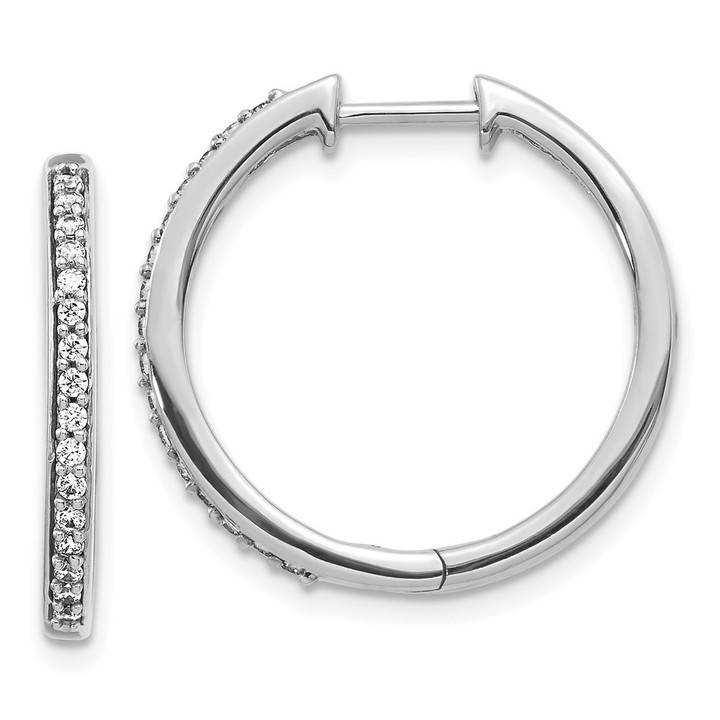 14k White Gold Diamond Hinged Hoop Earrings EM4265-025-WA