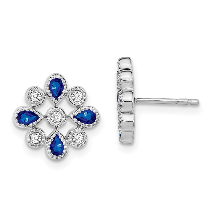 14k White Gold Sapphire and Diamond Post Earrings EM7218-SA-015-WA