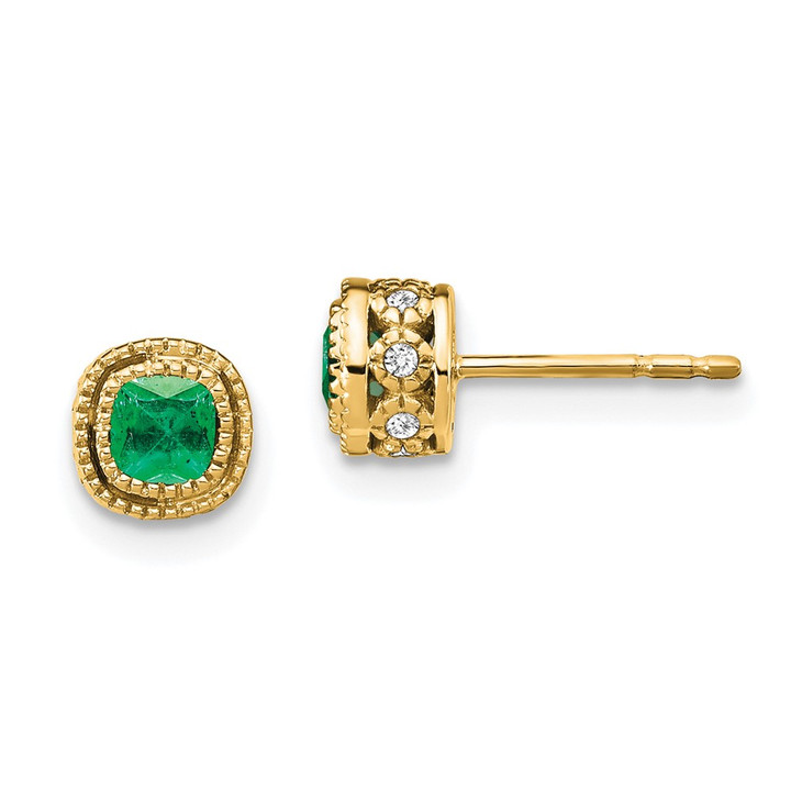 14k Emerald and Diamond Earrings EM7092-EM-010-YA