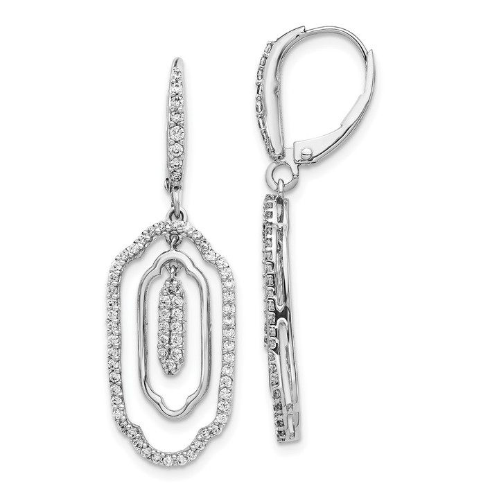 14k White Gold Diamond Leverback Earrings EM4373-075-WA