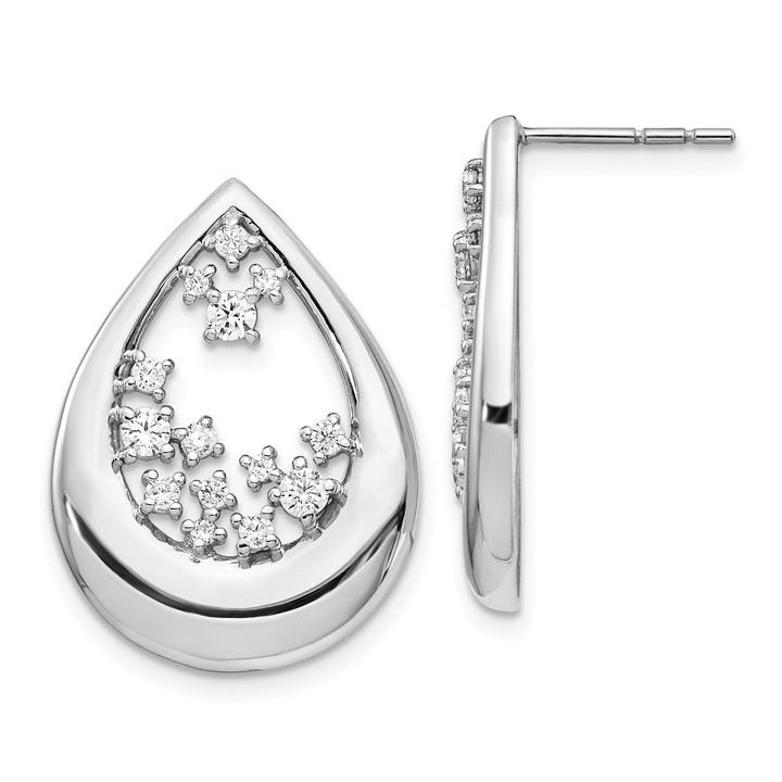 14k White Gold Diamond Post Earrings EM4387-075-WA