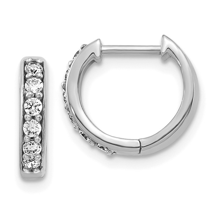 14K White Gold Lab Grown Diamond VS/SI FGH Hinged Hoop Earrings EM4263-025-WLG