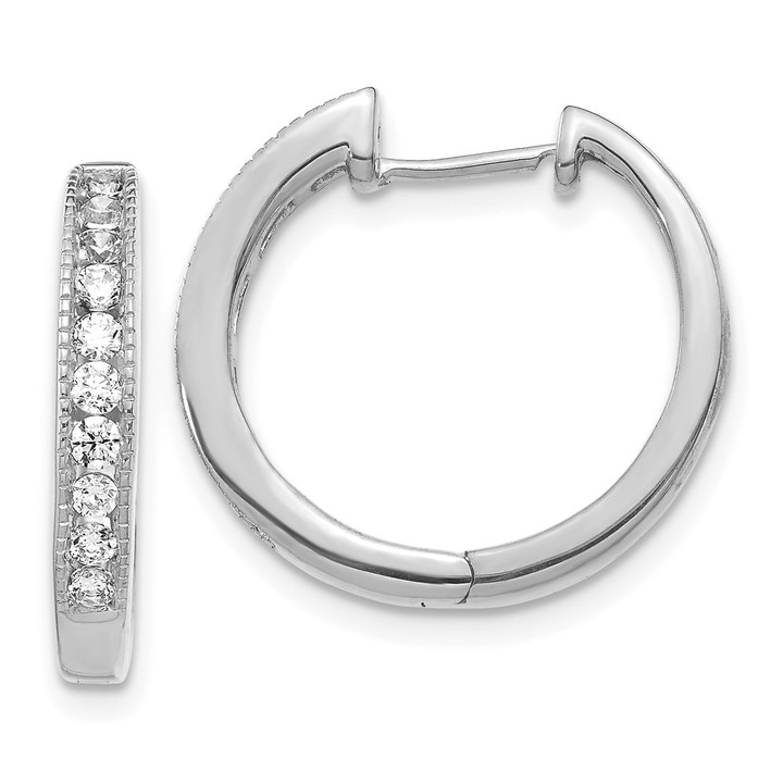 14k White Gold Diamond Hinged Hoop Earrings EM5364-050-WA