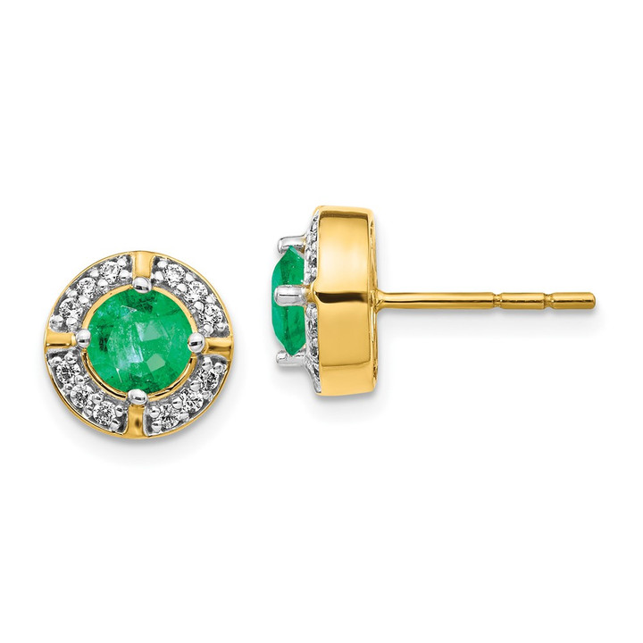 14k Diamond and Emerald Fancy Halo Earrings EM3922-EM-019-YA