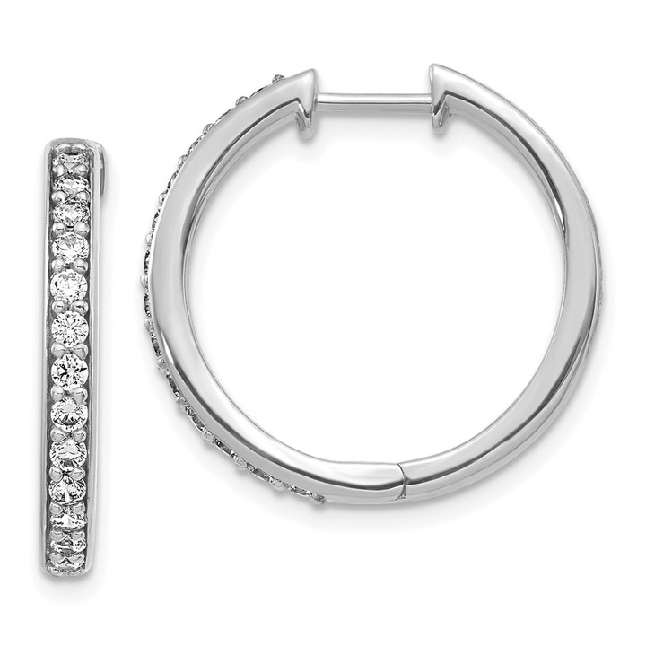 14k White Gold Diamond Hinged Hoop Earrings EM4265-060-WA
