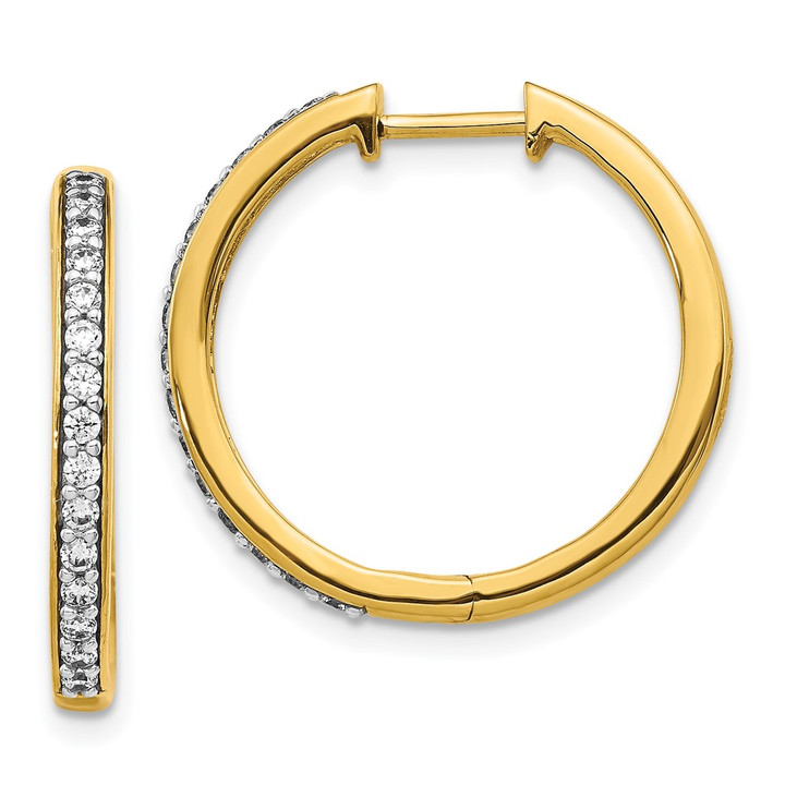14K Lab Grown Diamond VS/SI FGH Hinged Hoop Earrings EM4265-033-YLG