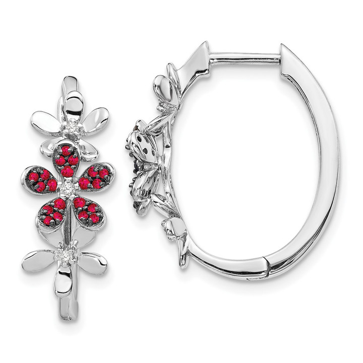 14k White Gold Diamond and Ruby Earrings EM4044-RU-006-WA