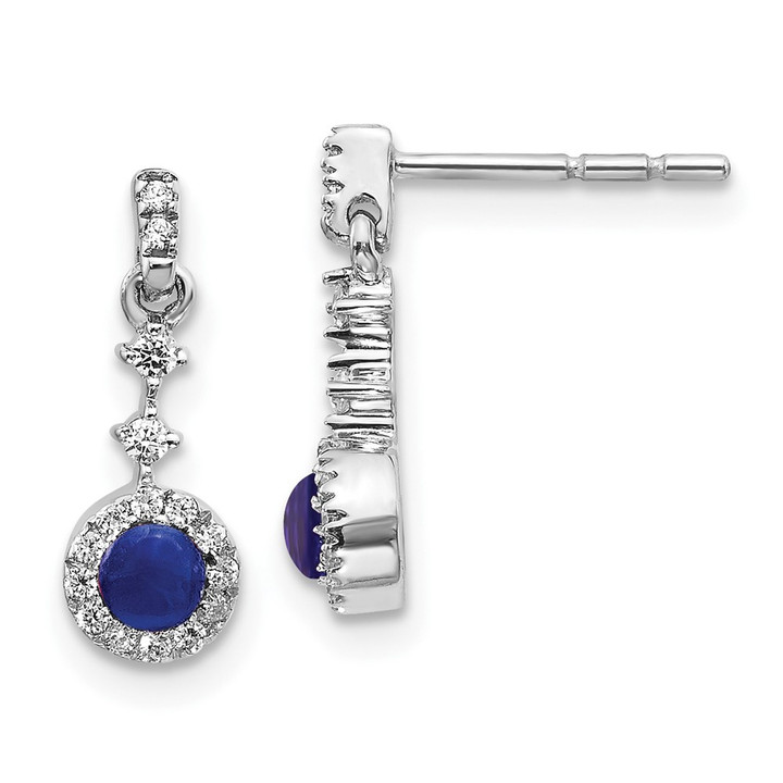 14k White Gold Diamond and Cabochon Sapphire Earrings EM4037-SA-016-WA
