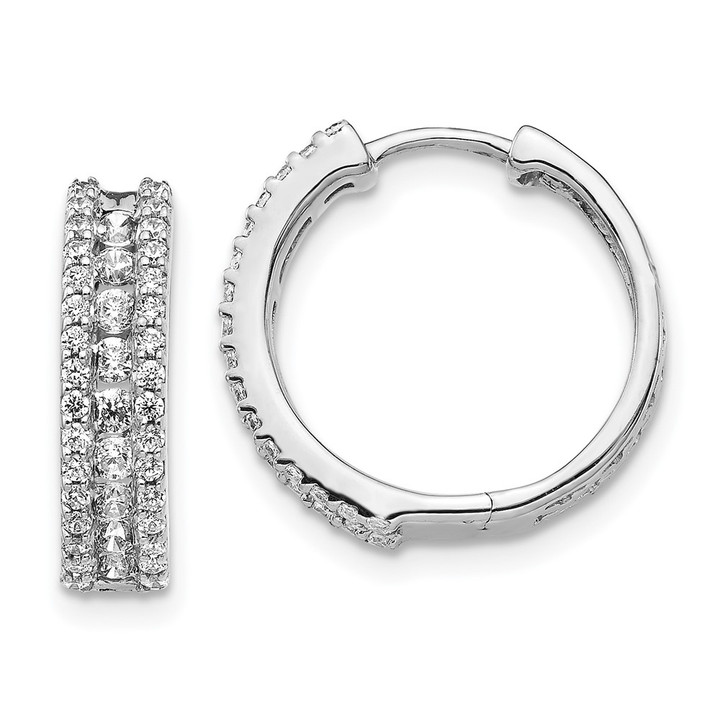 14k White Gold Diamond Hinged Hoop Earrings EM5384-088-WA