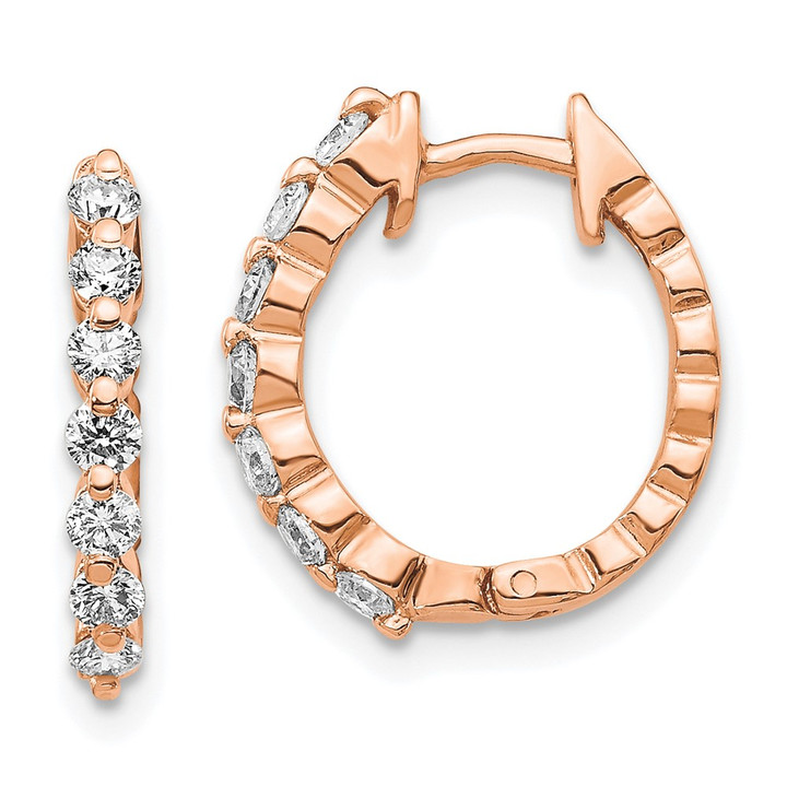 14k Rose Gold AA Diamond Hinged Hoop Earrings EM5409-050-RA