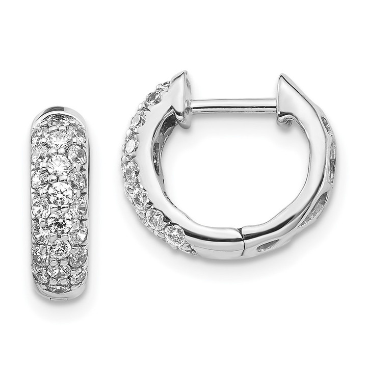 14k White Gold Diamond Hinged Hoop Earrings EM5386-062-WA