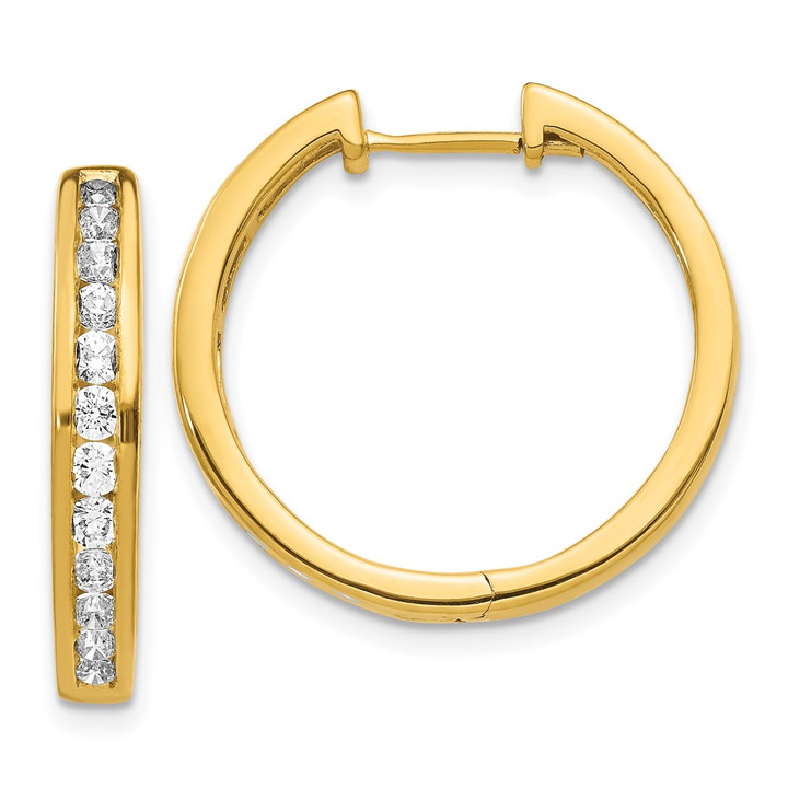 14k Diamond Hinged Hoop Earrings EM5366-100-YA