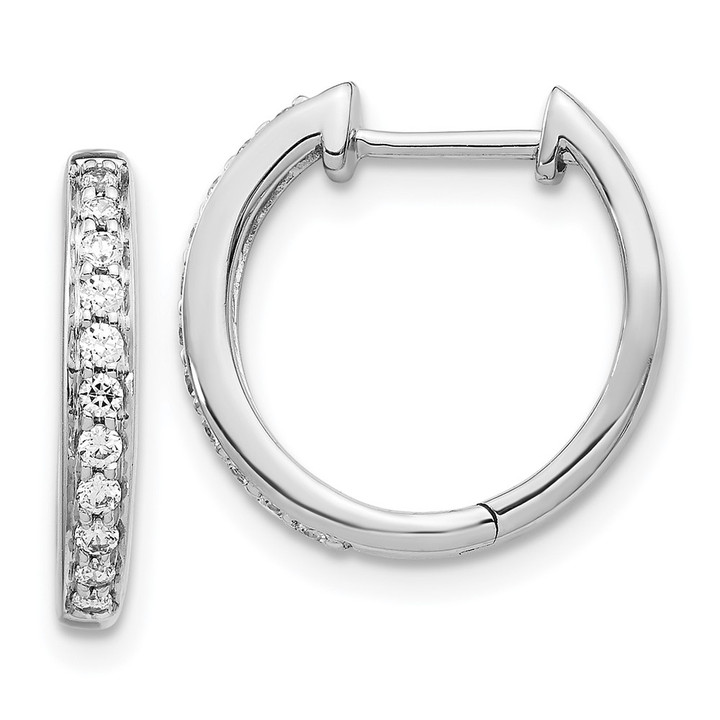 14K White Gold Lab Grown Diamond VS/SI FGH Hinged Hoop Earrings EM5363-025-WLG