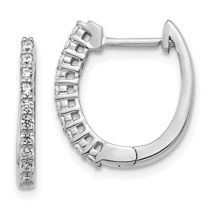 14K White Gold Lab Grown Diamond VS/SI FGH Hinged Hoop Earrings EM5411-025-WLG