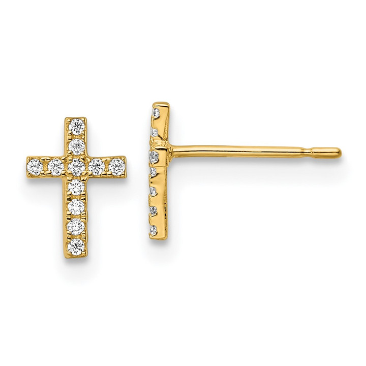 14k Madi K CZ Cross Post Earrings GK1113