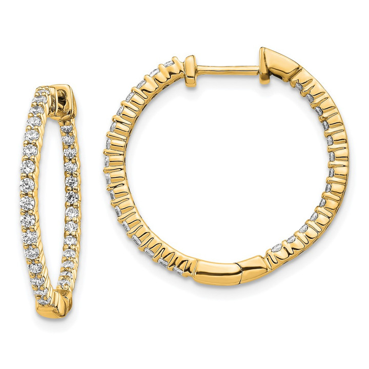 14k Gold Polished Diamond In/Out Hinged Hoop Earrings EM5431-062-YA
