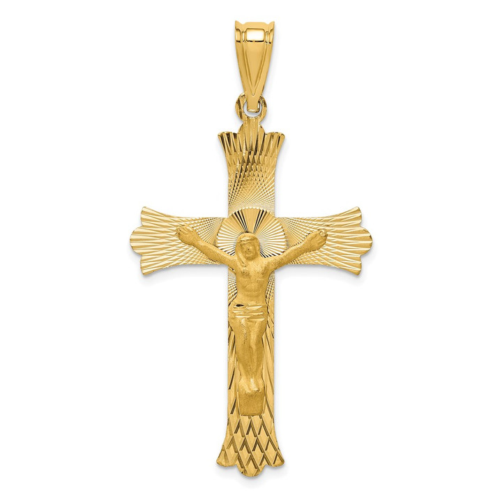 14k Polished Satin and D/C Crucifix Pendant K5552