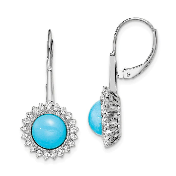 14k White Gold Turquoise and Diamond Leverback Earrings EM7139-BTQ-063-WA