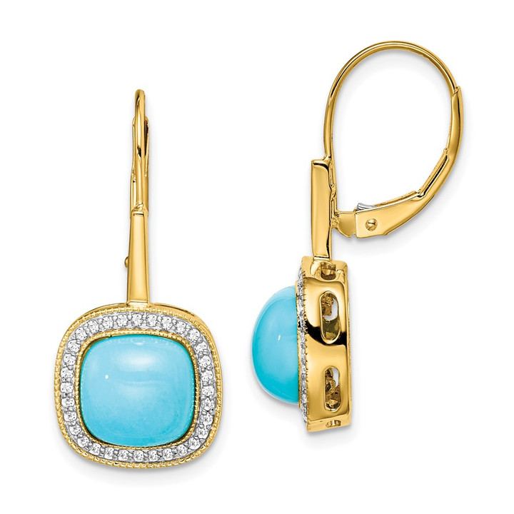 14k Turquoise and Diamond Leverback Earrings EM7141-BTQ-026-YA