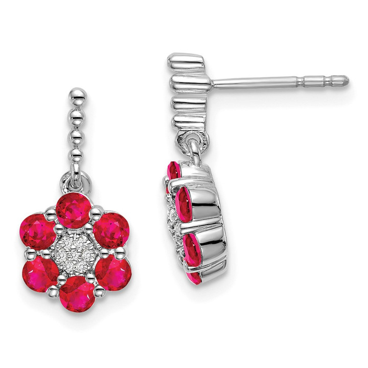 14k White Gold Ruby and Diamond Earrings EM7191-RU-005-WA